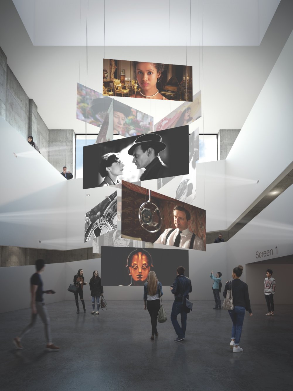 Artist&#039;s impression of the interior at the BFI&#039;s new international centre for Film, TV and the Moving Image
