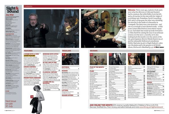 Sight &amp; Sound July 2012 issue contents page